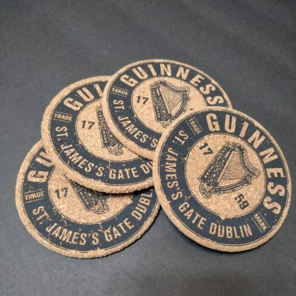 Guinness Cork Coasters (Pack of 4), NEW, Bar Decor, Beer Lover, Man Cave - Picture 1 of 4